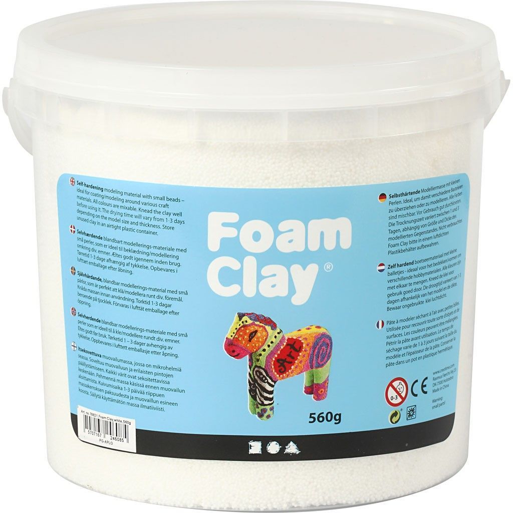 White Colour Modelling Material Small Beads With Plastic Bucket 560 g - Home - Crafts