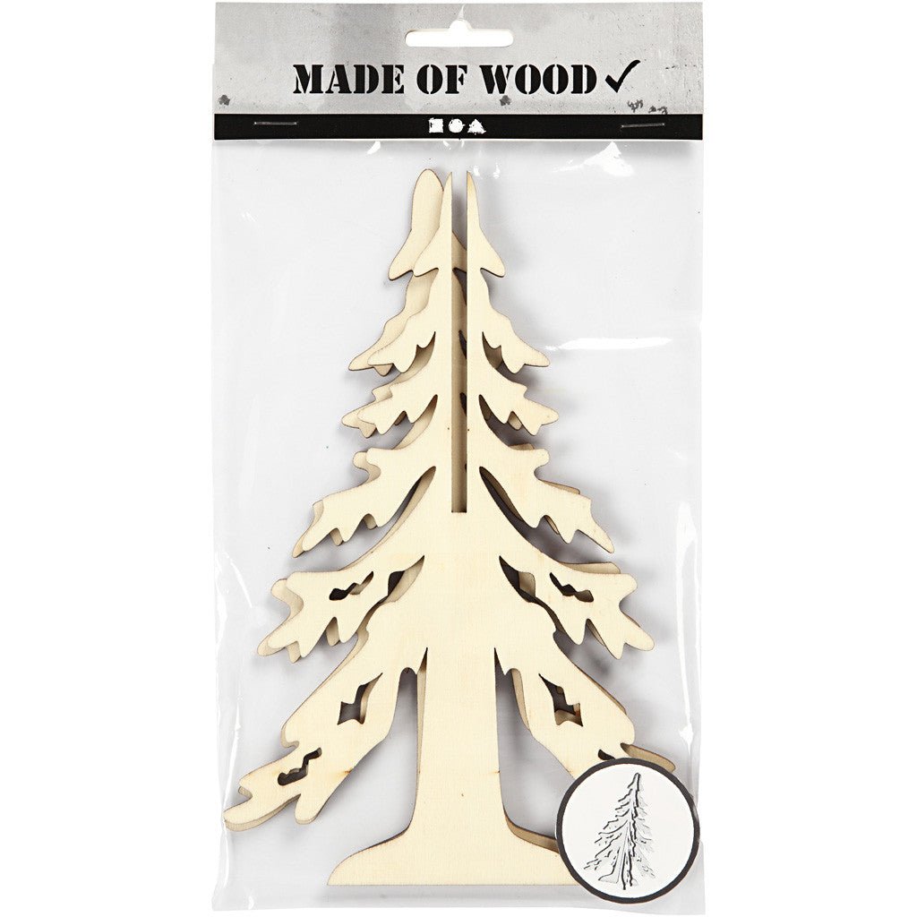 Wooden 3D Christmas Tree With Dark Edges Decoration Crafts H: 20 cm W: 13 cm - Home - Crafts