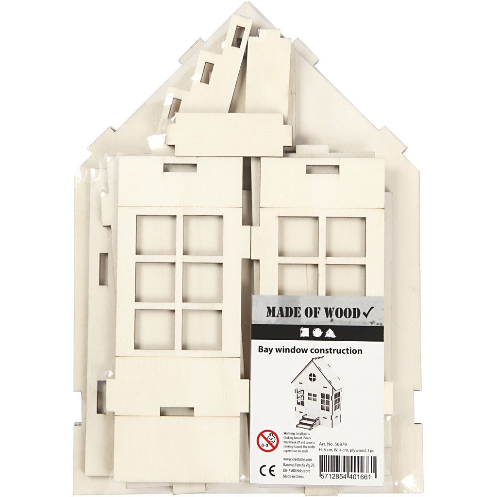 Wooden Bay Window Construction House Decoration Crafts W: 19 cm H: 24 cm - Home - Crafts