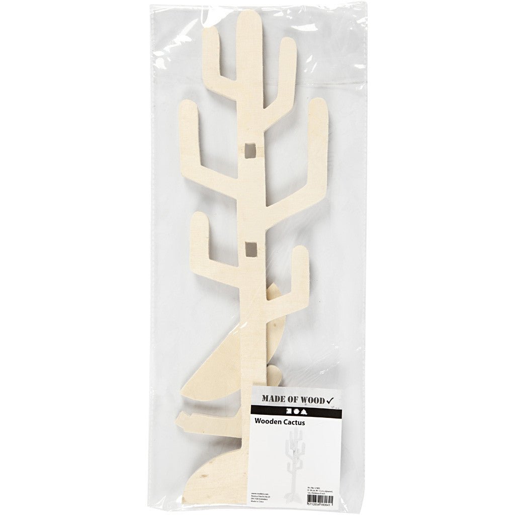 Wooden Cactus Decoration Crafts H: 38 cm W: 12 cm - Home - Crafts