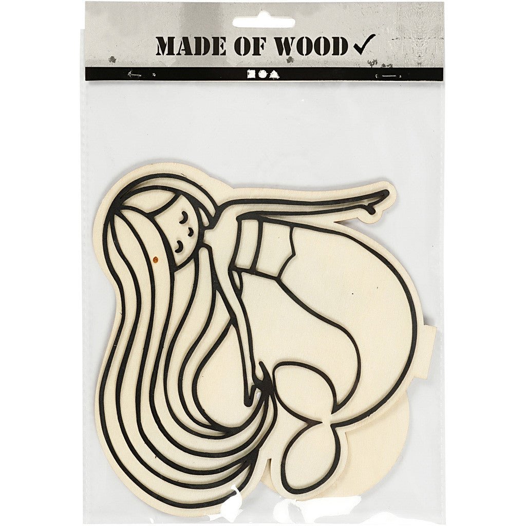 Wooden EVA Foam Figure With Stand Decoration Crafts H: 18 cm - Mermaid - Home - Crafts