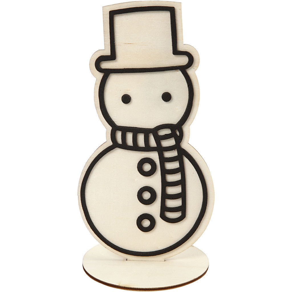 Wooden EVA Foam Figure With Stand Decoration Crafts H: 18.5 cm - Snowman - Home - Crafts