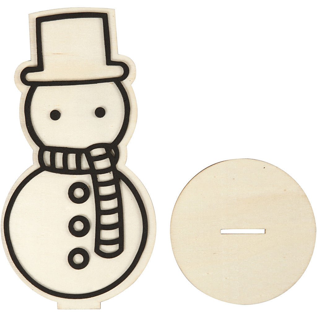 Wooden EVA Foam Figure With Stand Decoration Crafts H: 18.5 cm - Snowman - Home - Crafts