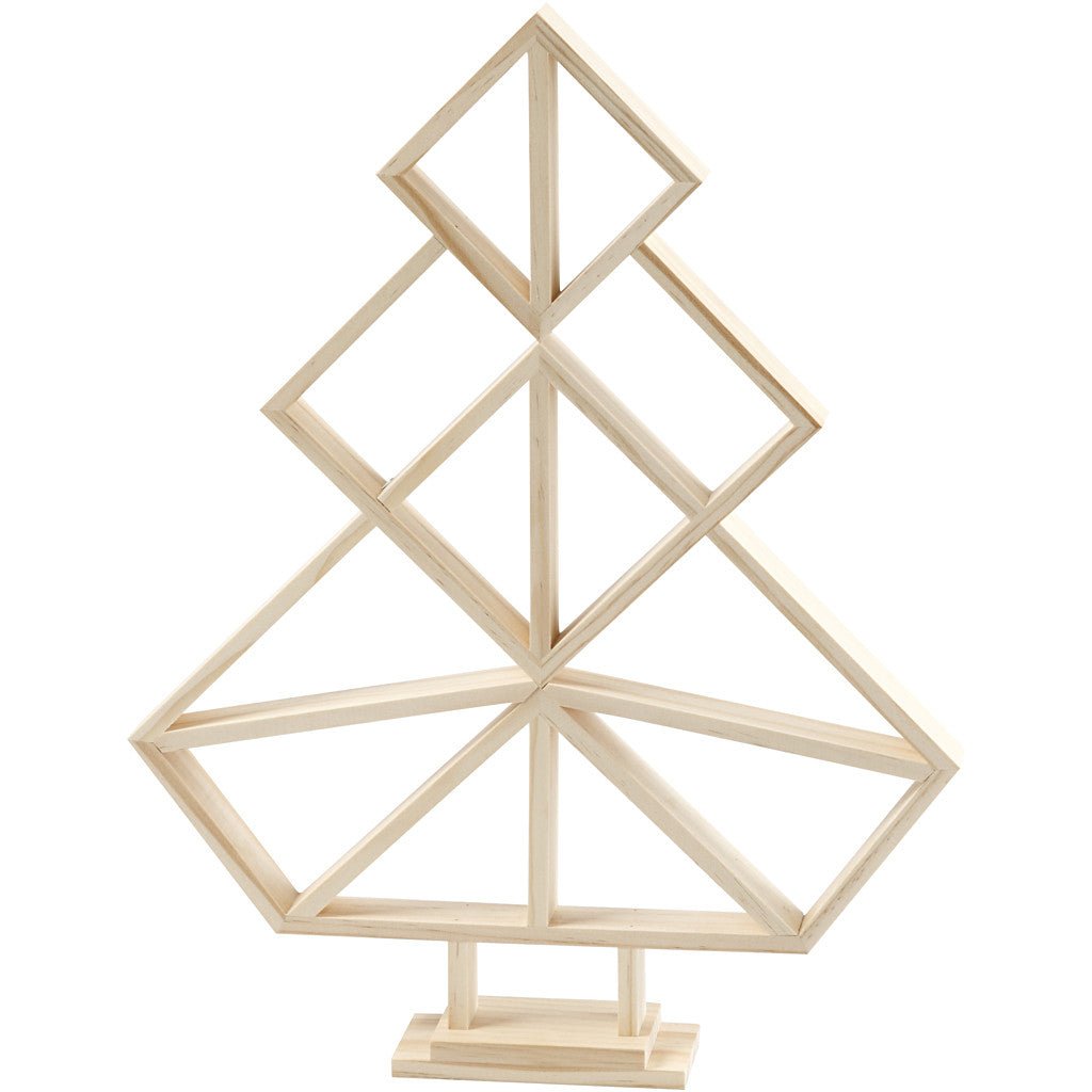 Wooden Geometric Design Christmas Tree Decoration Crafts H: 40 cm W: 31 cm - Home - Crafts