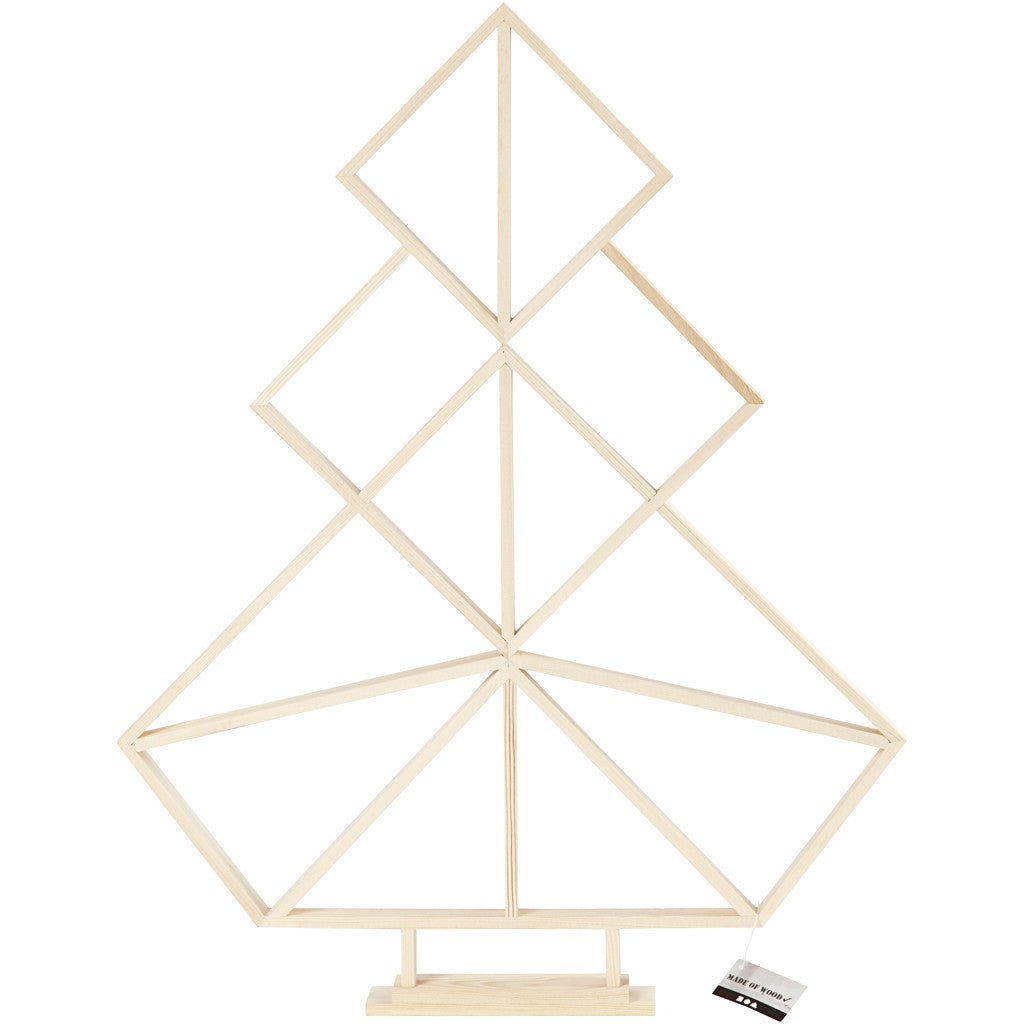 Wooden Geometric Design Christmas Tree Decoration Crafts H: 60 cm W: 47 cm - Home - Crafts