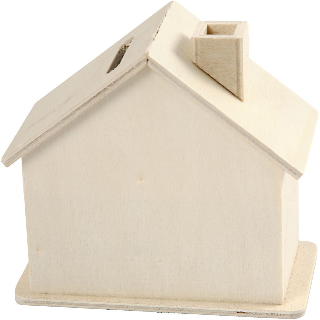 Wooden House Shaped Money Box Decoration Crafts 10.1x10x5.4 cm - Home - Crafts