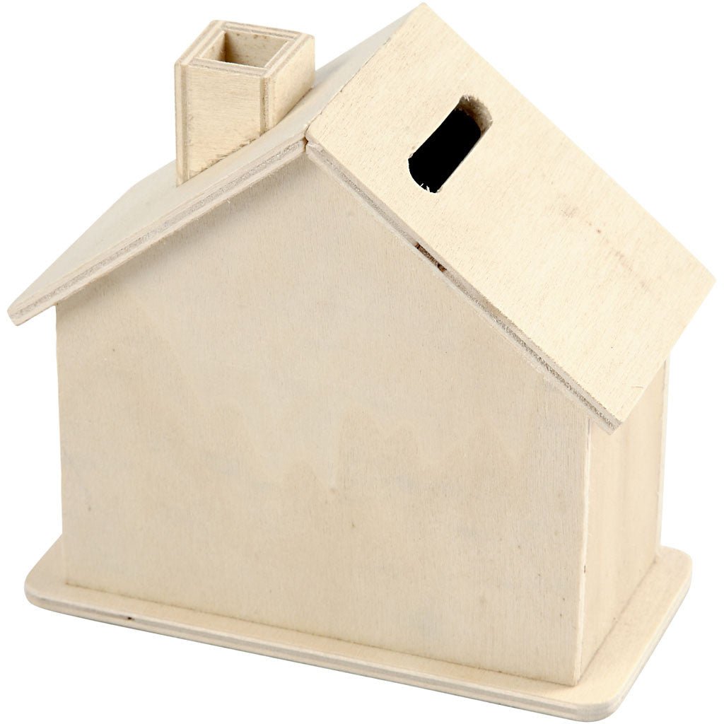 Wooden House Shaped Money Box Decoration Crafts 10.1x10x5.4 cm - Home - Crafts