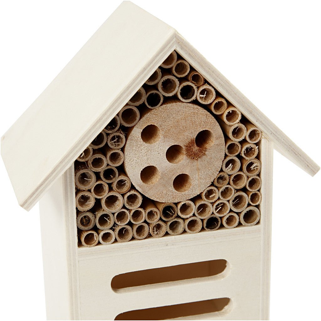 Wooden Insect Butterfly Hotel With Bamboo Tubes Home Decorations Crafts H: 18 cm W: 14 cm - Home - Crafts