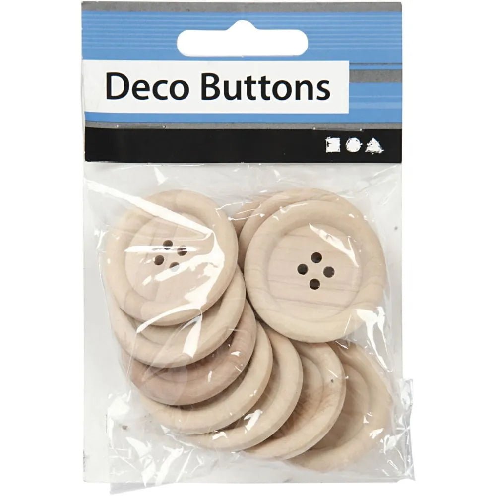 Wooden Natural Buttons 15-35 mm - 2-4 Hole Round Shaped Buttons Sewing Craft