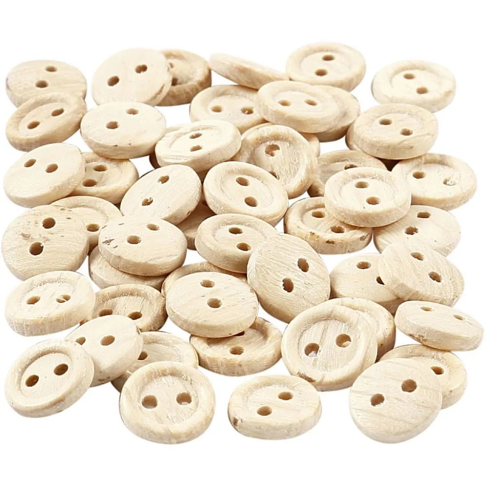 Wooden Natural Buttons 15-35 mm - 2-4 Hole Round Shaped Buttons Sewing Craft