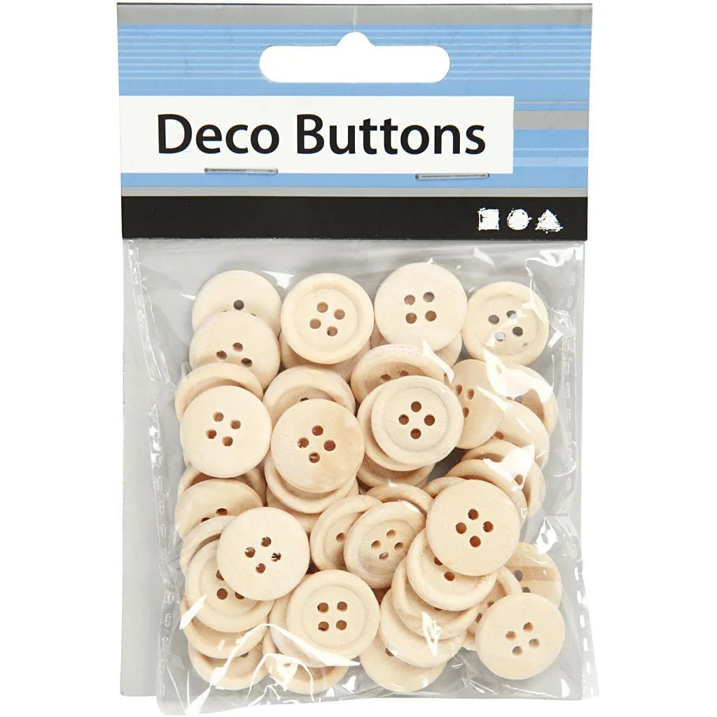 Wooden Natural Buttons 15-35 mm - 2-4 Hole Round Shaped Buttons Sewing Craft