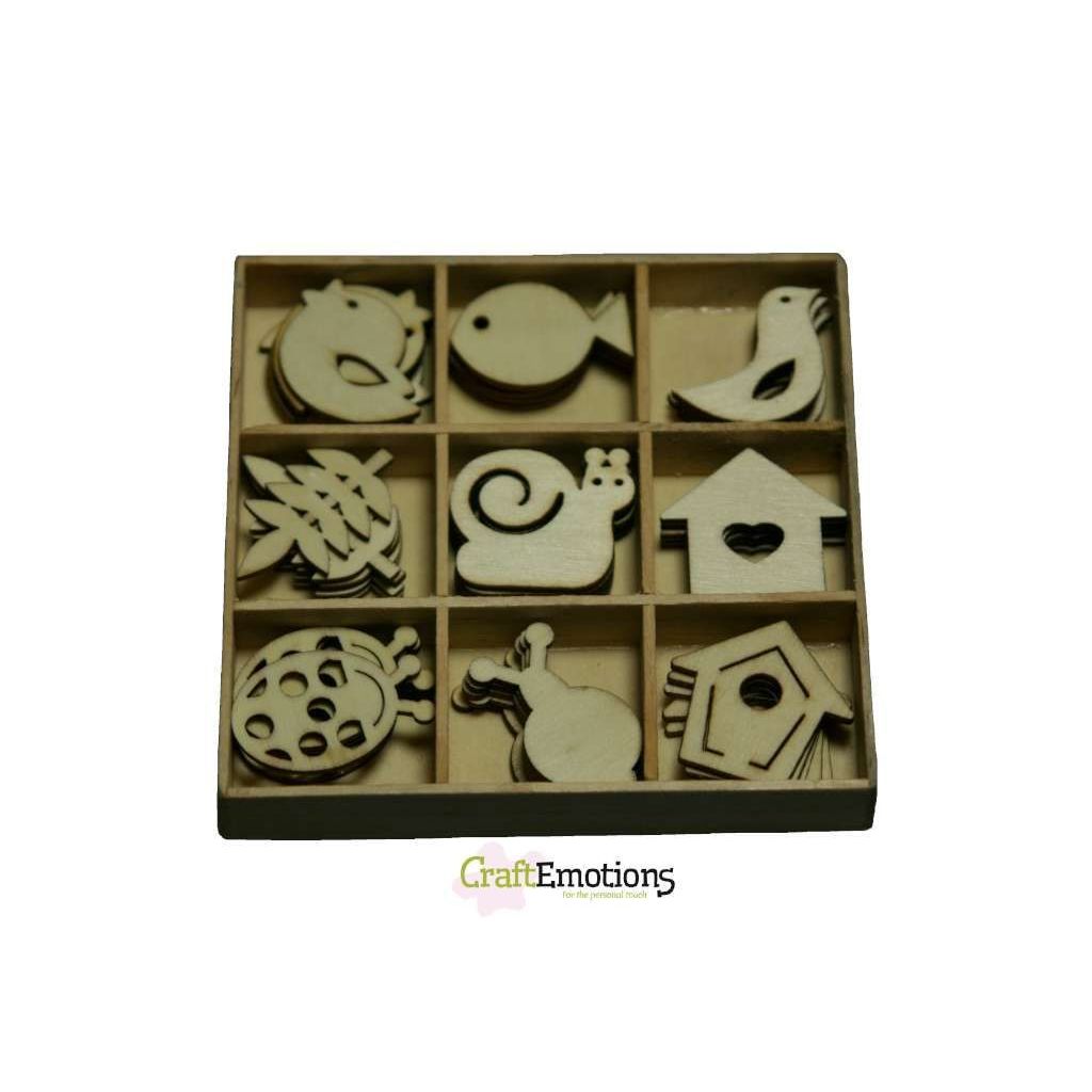 Wooden Ornament Decorations Embellishments Toppers 9 x Assorted Design Fishes Squirrels Leaves Butterfly Tortois Birds Houses Garden No 2 - Home - Crafts