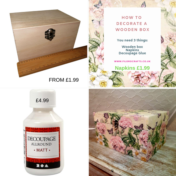 How to decorate a wooden box with napkins and decoupage glue