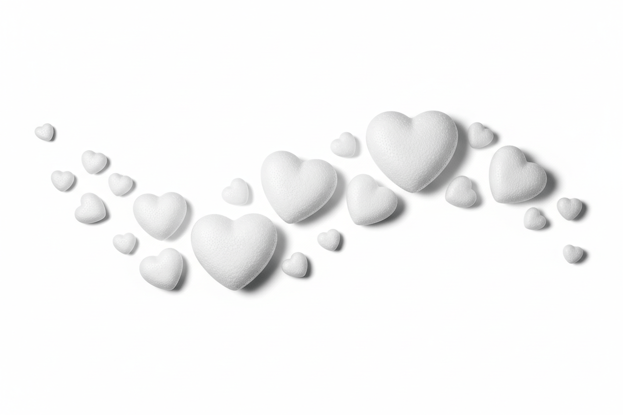 Polystyrene Hearts - Home-Crafts