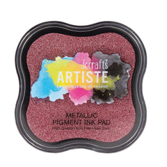 docrafts Artiste Pigment Metallic Berry Red Ink Pad Stamping Embossing Powders Crafting Non-Toxic Acid-Free