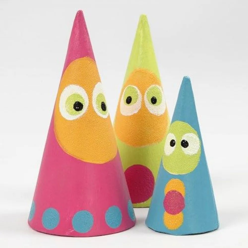 10 x Round Cardboard Cones H:8cm D:4cm Craft Handmade Paper Mache Create/Decorate