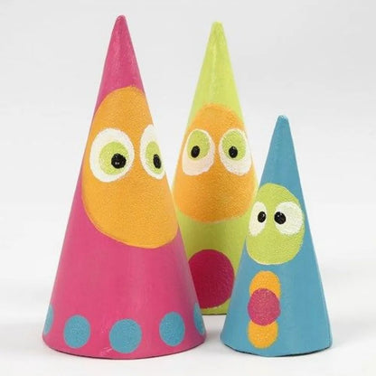 10 x Round Cardboard Cones H:8cm D:4cm Craft Handmade Paper Mache Create/Decorate