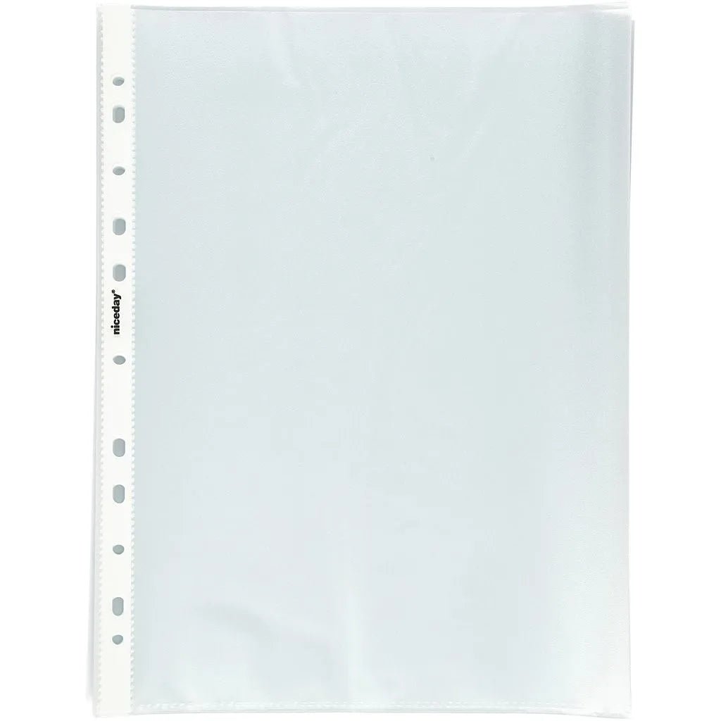 100 x A4 Plastic Pockets Wallets Sleeves Punched Plastic Polly Folders Filing
