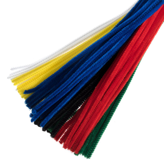 100pc Chenille Stems Pipe Cleaners - 30cm x 6mm Various Colours Crafts Projects