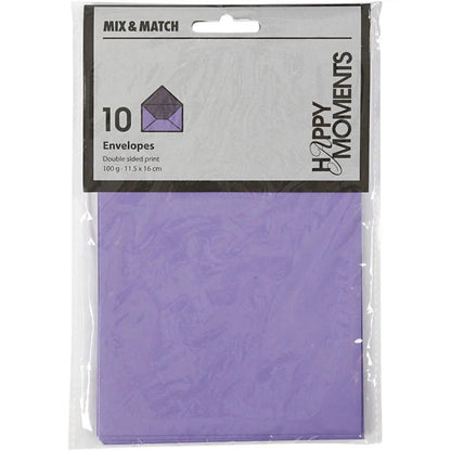 10x Envelopes 11.5x16cm Dual Matching Colours Hammered White Core Confirmation Parties