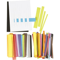 Full Quilling Set Weave Frames in Heavy-Duty Cardboard Punched Grooves Woven Strips in Two-Colour Printed Paper