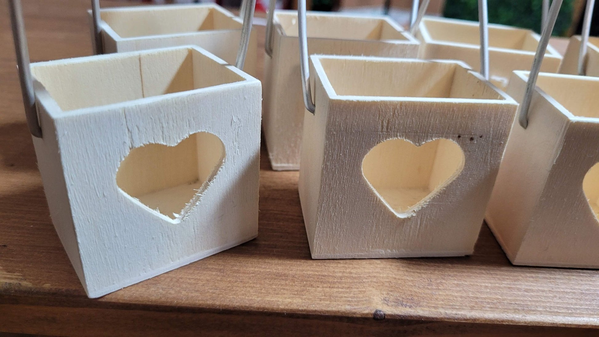 12 x Wooden Mini Heart Boxes Baskets For Favours Job Lot CLEARANCE HALF PRICE - Home - Crafts