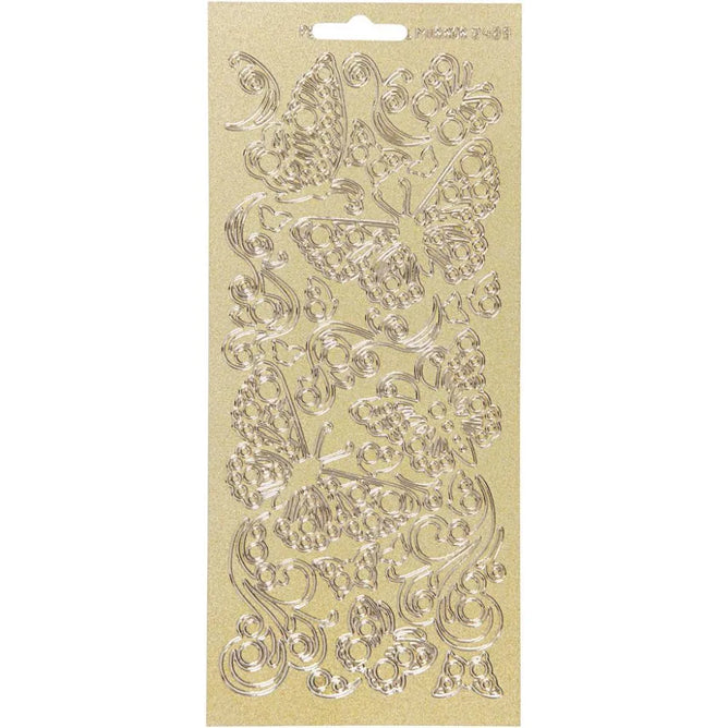 Gold Perlemor Guld Self Adhesive Butterflies Peel Off Stickers Sheet Card Crafts