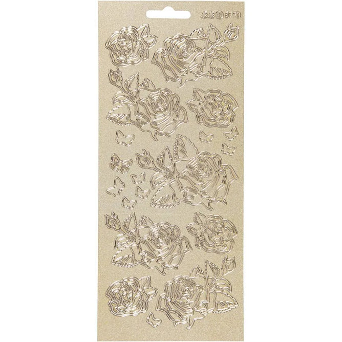 Gold Perlemor Guld Self Adhesive Roses Peel Off Stickers Sheet Decoration Crafts