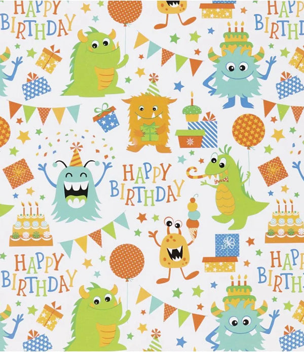 5M Birthday Monsters Gift Wraps High-Quality Wrapping Paper Motifs