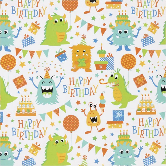5M Birthday Monsters Gift Wraps High-Quality Wrapping Paper Motifs