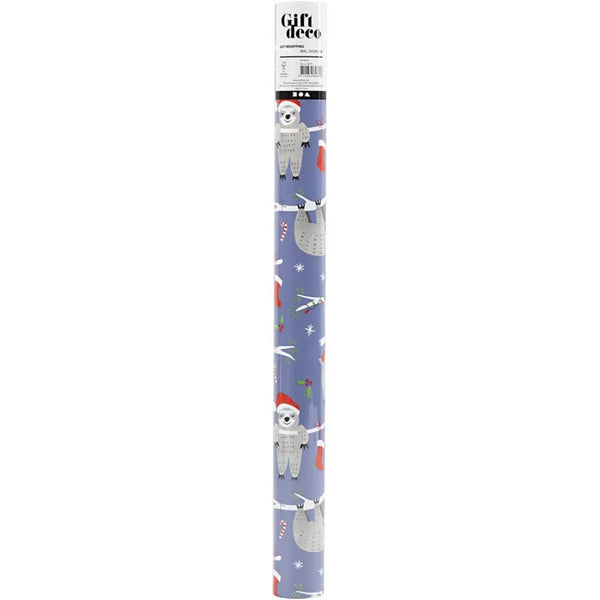 5M Sloth with Christmas hat Gift Wraps High-Quality Wrapping Paper Motifs