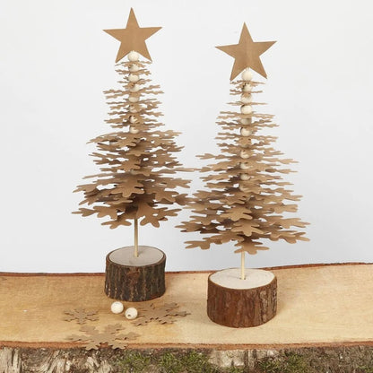 2 x Wooden Stands H:3 cm D:5cm Christmas Crafts Holiday Decorations