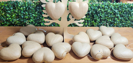 20 Paper Mache Hearts Christmas Decoration Hanging Ornaments - HALF PRICE - Home - Crafts