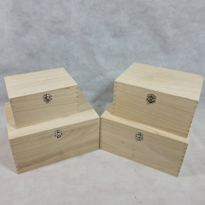 Seconds Slightly Imperfect Wooden Box With Hinged Lid Treasure Memory Chests Storage Metal Clasps - Choose Size