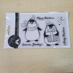 Craft Emotions Clear Silicone Stamp - Happy Christmas Penguins