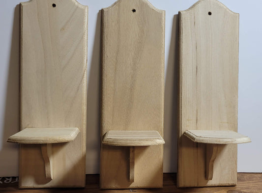 Wooden Plain Unfinished Candle Holder Wall Mounted x 3 - Home-CraftsWooden Plain Unfinished Candle Holder Wall Mounted x 3