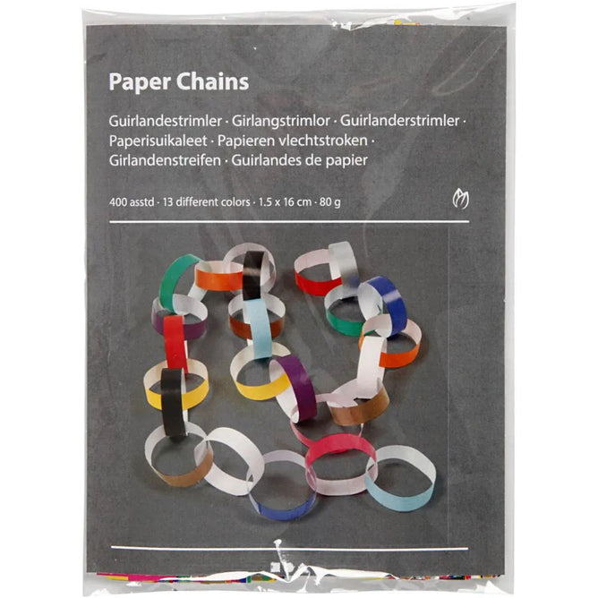 400 x Simple Paper Chains Mixed 12 Assorted Colours For Christmas Decoration Crafts 80g
