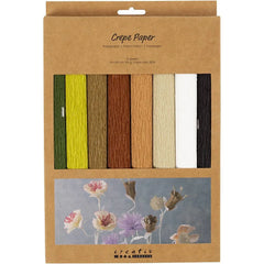 8 x Premium Crepe Paper Sheets for Crafting – Natural Colours , 180% Stretch, Perfect for Paper Flowers & Paper Crafts