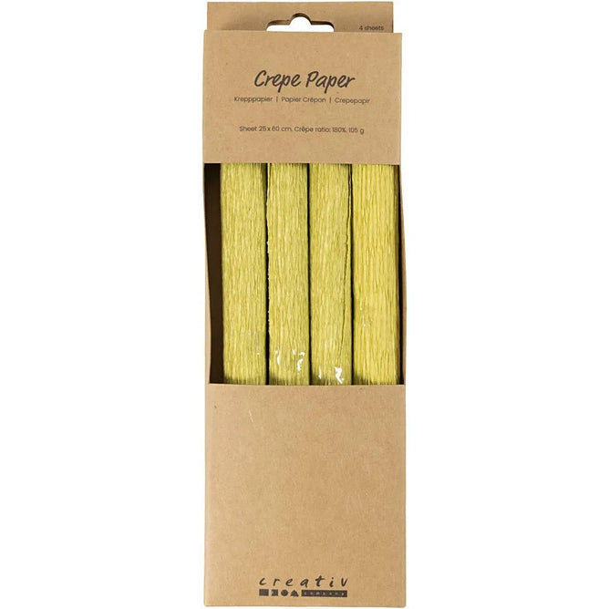 4 x Premium Crepe Paper Sheets for Crafting – Yellowish Green , 180% Stretch, Perfect for Paper Flowers & Paper Crafts