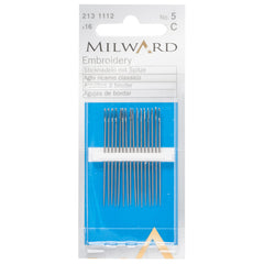 Milward Hand Sewing Needles: Embroidery--Crewel: No.5: 16 Pieces
