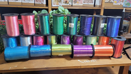 22 Assorted Glossy Curling Ribbon Rolls EACH 250m Width 10mm Decoration CLEARANCE HALF PRICE - Home - Crafts