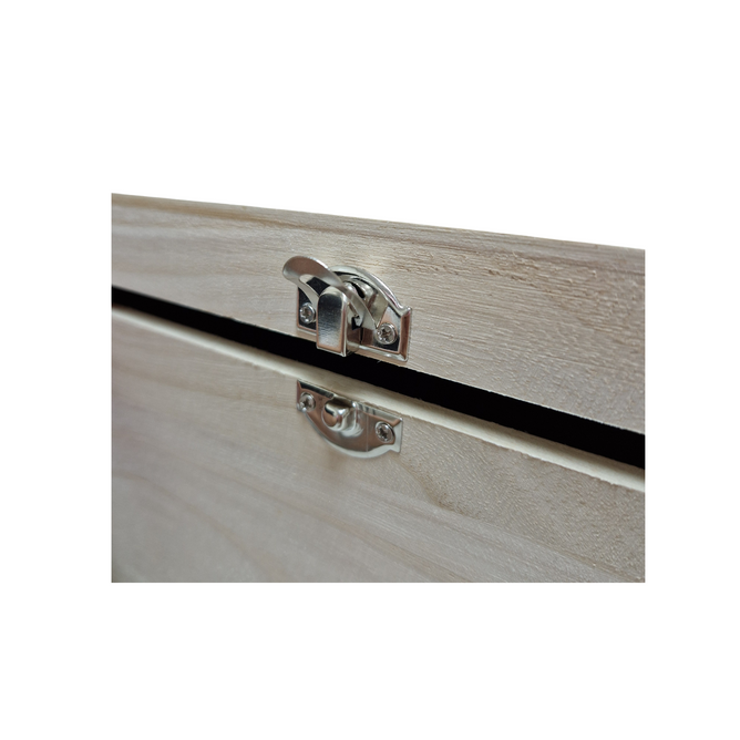 Wooden Box With Hinged Lid Treasure Memory Chests Storage Metal Clasps - Choose Size