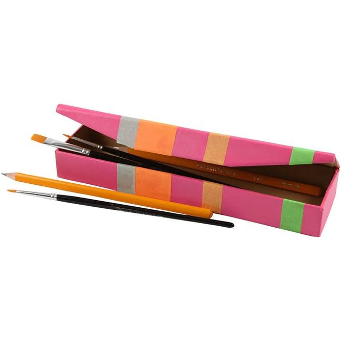 Pencil Pen Case Magnetic Closure Boxes 21cm Craft School Storage Hard Cardboard With Press Stud