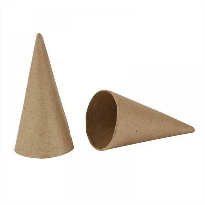 10 x Round Cardboard Cones H:8cm D:4cm Craft Handmade Paper Mache Create/Decorate