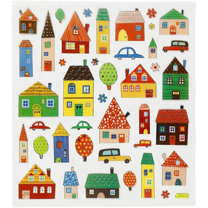 City Self Adhesive Motif Sticker Card Scrapbooking Decoration Crafts 15x16.5 cm