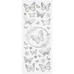 Self Adhesive Silver Butterflies Stickers Plastic Sheet For Card Christmas Craft