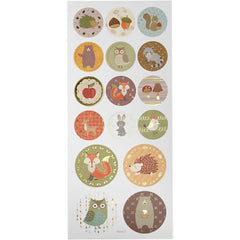 Self Adhesive Gold Matte Paper Forest Animals Stickers For Card Christmas Crafts