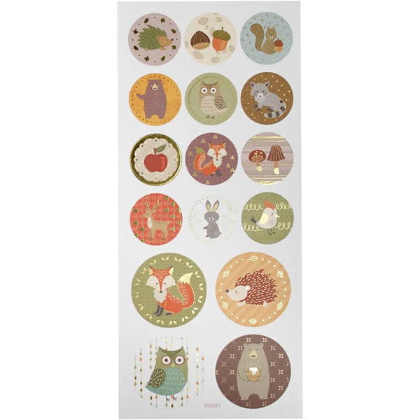 Self Adhesive Gold Matte Paper Forest Animals Stickers For Card Christmas Crafts