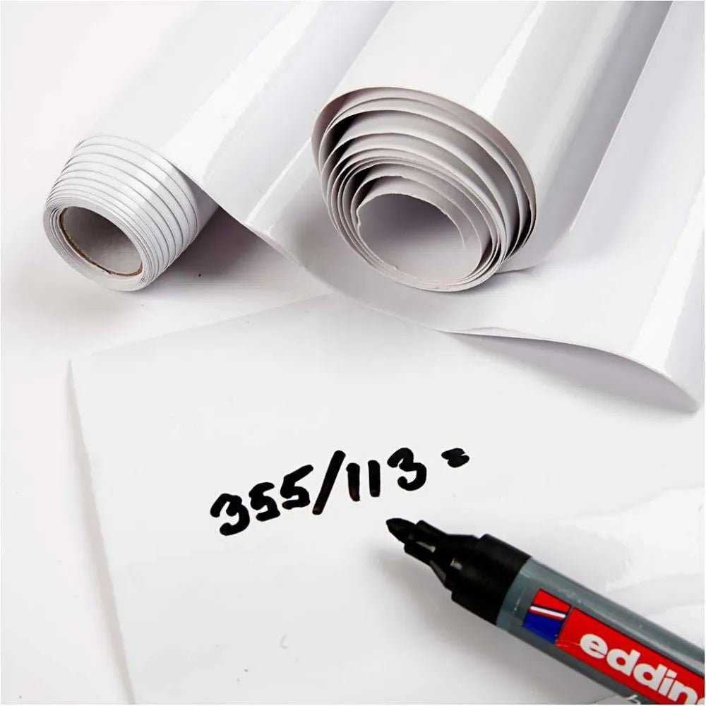 2m x Self - Adhesive Whiteboard Roll Sheet 45cm White Wall Sticky Re - usable Kids - Home - Crafts