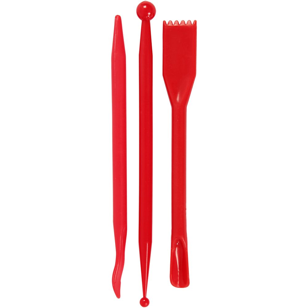 3 Assorted Plastic Modelling Tools Set For Shaping Clay Compounds 14 cm Red - Home-Crafts
